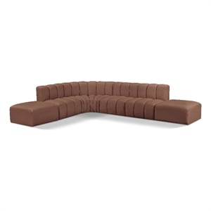 Bowery Hill Contemporary Cognac Vegan Leather Modular Sectional
