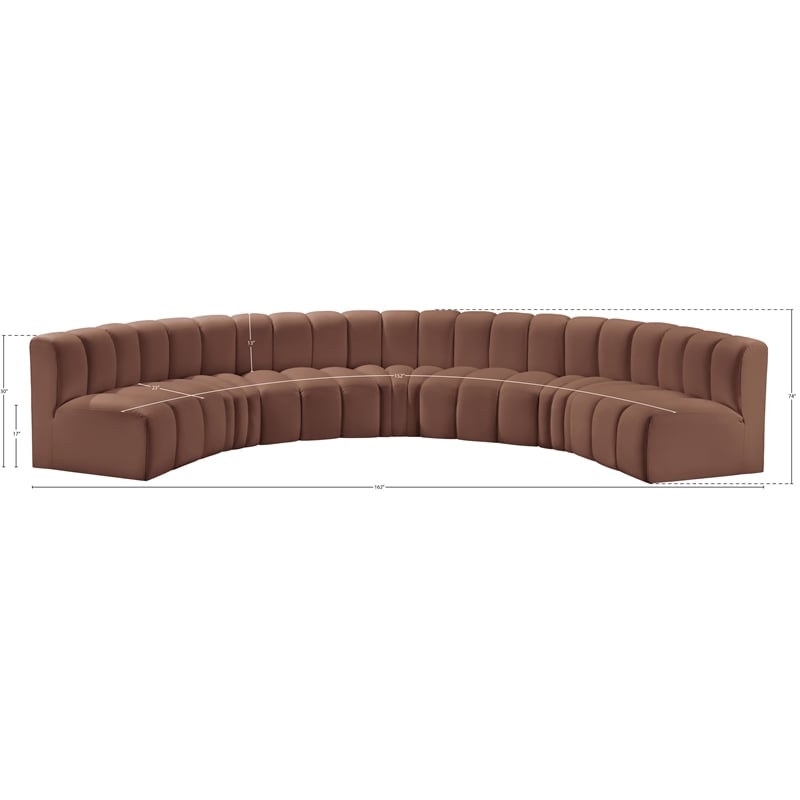 Bowery Hill Contemporary Cognac Vegan Leather Modular Sectional