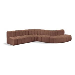 Bowery Hill Contemporary Cognac Vegan Leather Modular Sectional