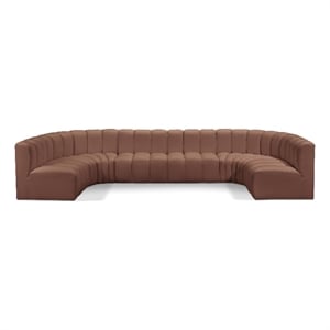 Bowery Hill Contemporary Cognac Vegan Leather Modular Sectional