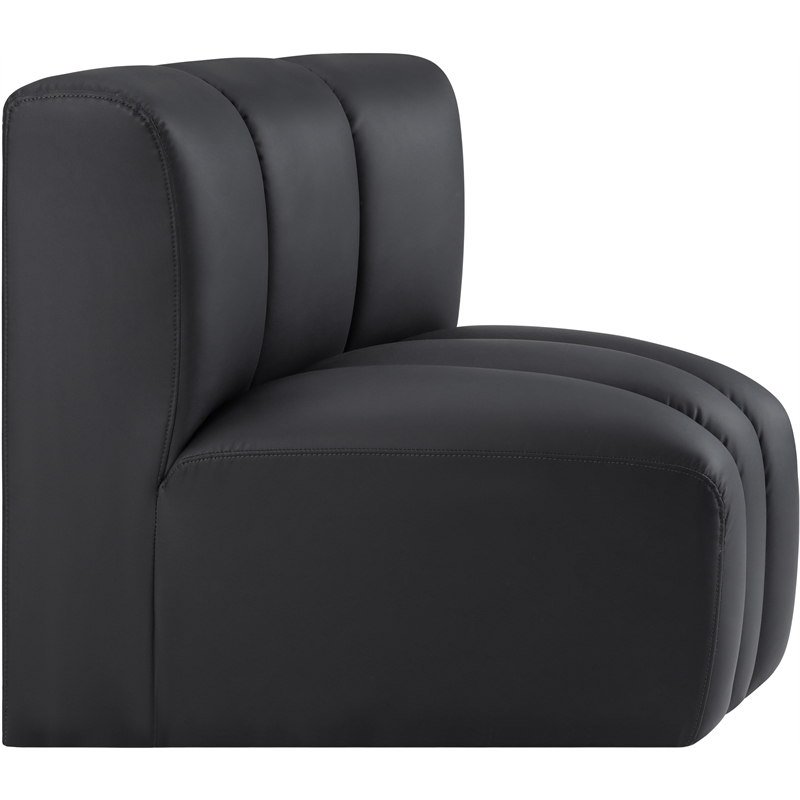Bowery Hill Contemporary Soft Black Vegan Leather Curved Corner