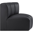 Bowery Hill Contemporary Soft Black Vegan Leather Curved Corner