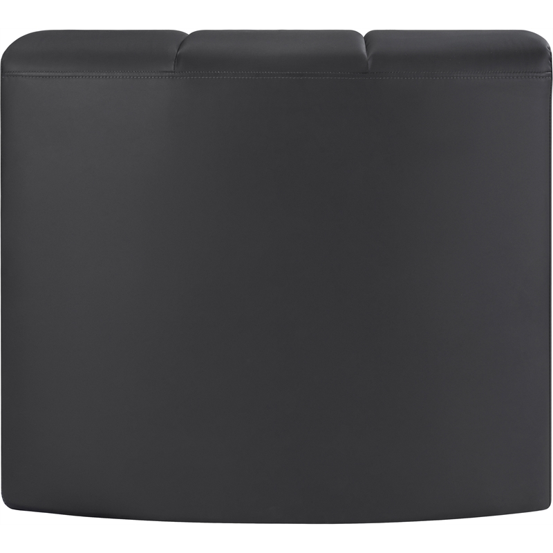 Bowery Hill Contemporary Soft Black Vegan Leather Curved Corner