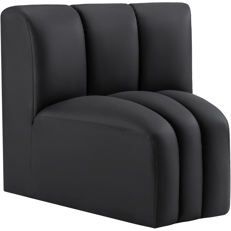 Bowery Hill Contemporary Soft Black Vegan Leather Curved Corner