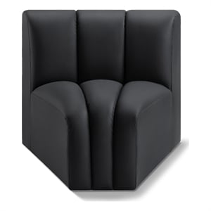 Bowery Hill Contemporary Soft Black Vegan Leather Curved Corner