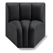 Bowery Hill Contemporary Soft Black Vegan Leather Curved Corner