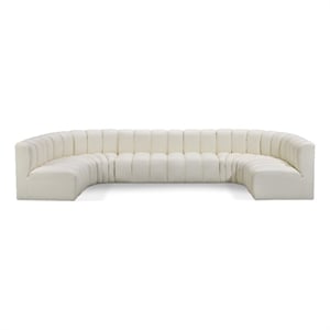 Bowery Hill Contemporary Cream Vegan Leather Modular Sectional