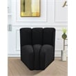 Bowery Hill Contemporary Rich Black Boucle Fabric Curved Corner