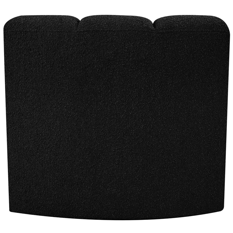 Bowery Hill Contemporary Rich Black Boucle Fabric Curved Corner