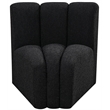 Bowery Hill Contemporary Rich Black Boucle Fabric Curved Corner