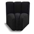 Bowery Hill Contemporary Rich Black Boucle Fabric Curved Corner