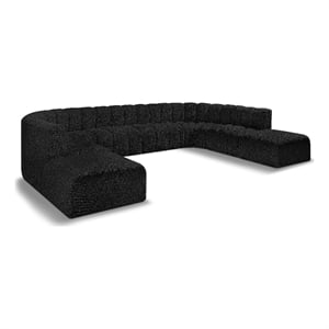 Bowery Hill Contemporary Black Boucle Fabric Modular Sectional