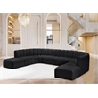 Bowery Hill Contemporary Black Vegan Leather Modular Sectional