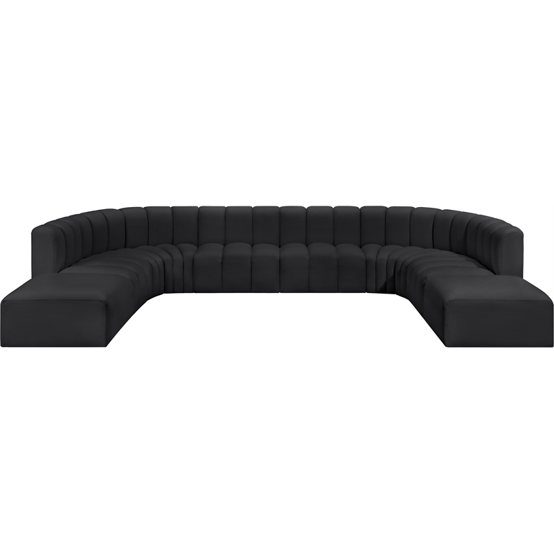 Bowery Hill Contemporary Black Vegan Leather Modular Sectional