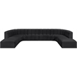 Bowery Hill Contemporary Black Vegan Leather Modular Sectional