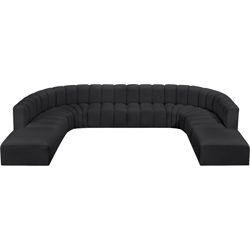 Bowery Hill Contemporary Black Vegan Leather Modular Sectional