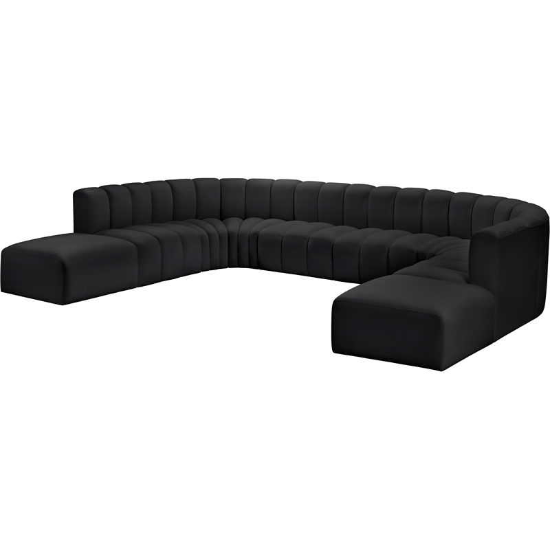 Bowery Hill Contemporary Black Vegan Leather Modular Sectional
