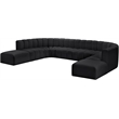Bowery Hill Contemporary Black Vegan Leather Modular Sectional