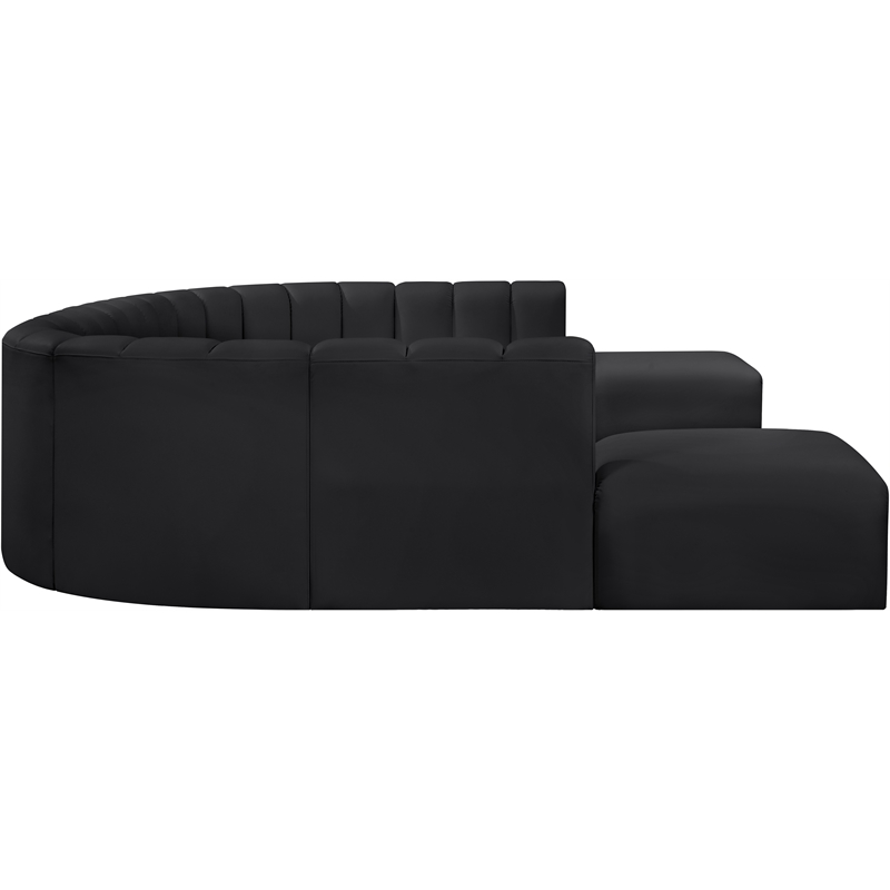 Bowery Hill Contemporary Black Vegan Leather Modular Sectional