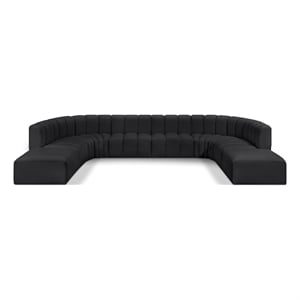 Bowery Hill Contemporary Black Vegan Leather Modular Sectional