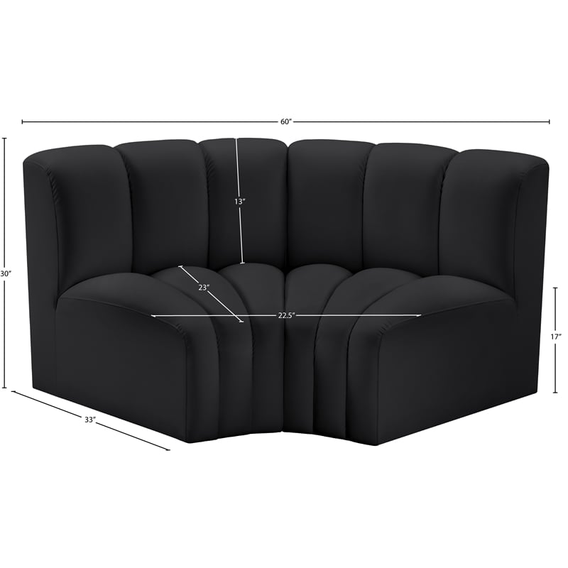Bowery Hill Contemporary Black Vegan Leather Modular Sectional