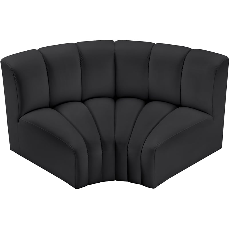 Bowery Hill Contemporary Black Vegan Leather Modular Sectional