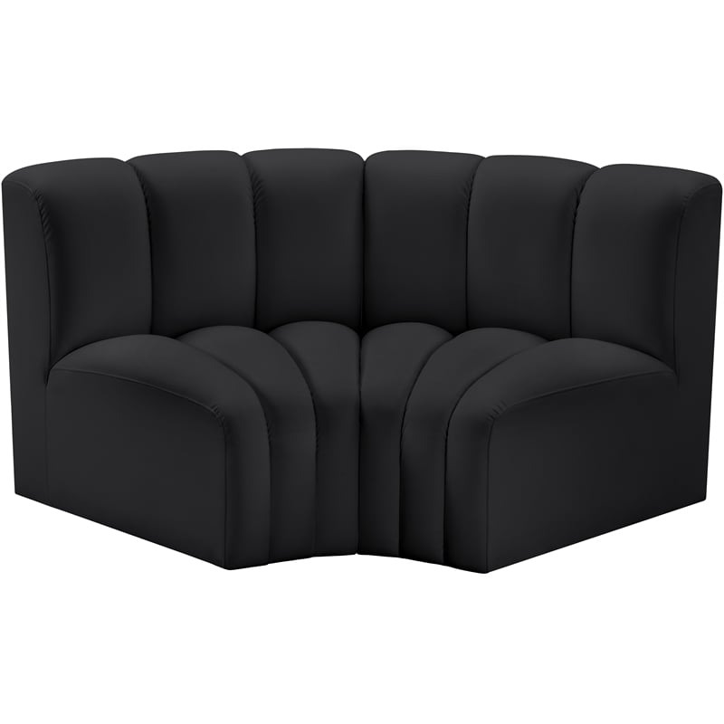 Bowery Hill Contemporary Black Vegan Leather Modular Sectional