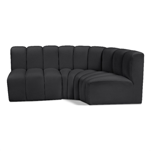 Bowery Hill Contemporary Black Vegan Leather Modular Sectional