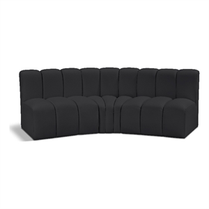 Bowery Hill Contemporary Black Vegan Leather Modular Sectional