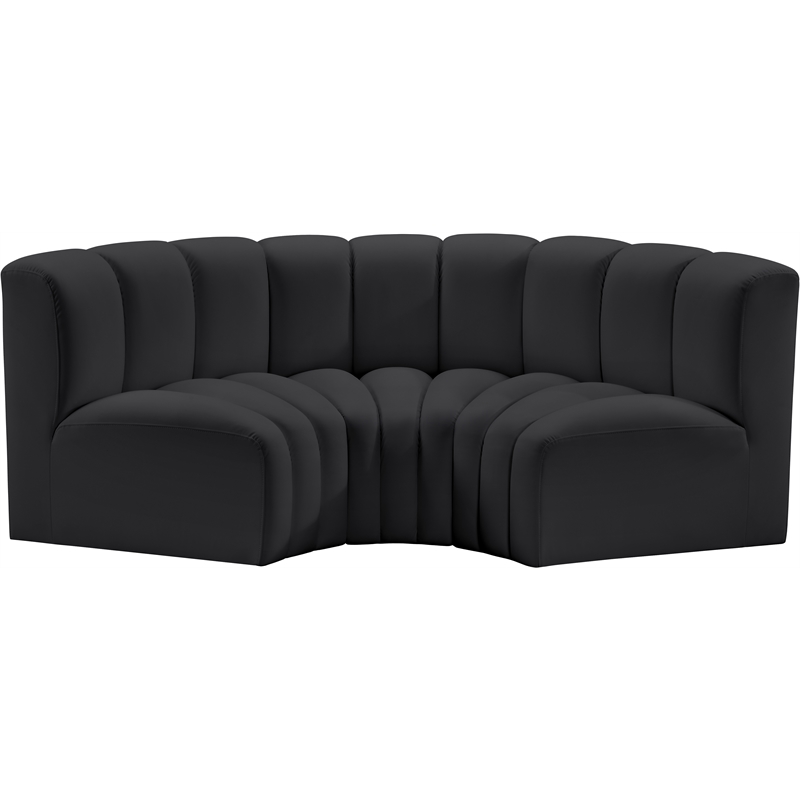 Bowery Hill Contemporary Black Vegan Leather Modular Sectional