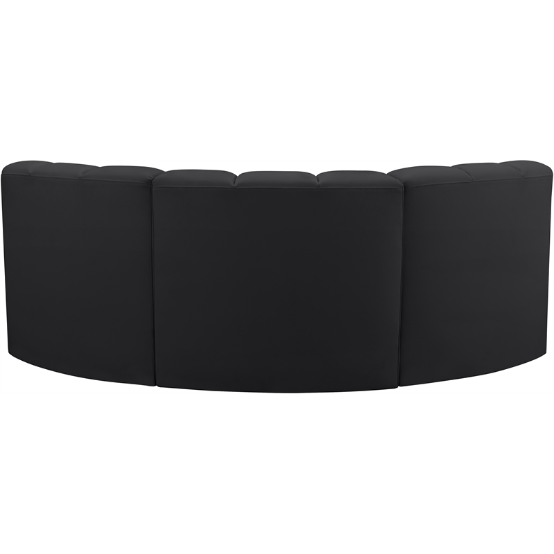 Bowery Hill Contemporary Black Vegan Leather Modular Sectional
