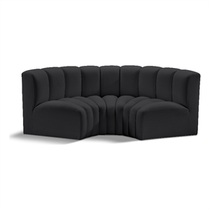 Bowery Hill Contemporary Black Vegan Leather Modular Sectional