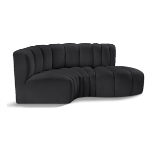 Bowery Hill Contemporary Black Vegan Leather Modular Sectional