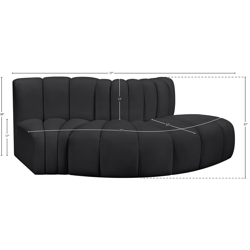 Bowery Hill Contemporary Black Vegan Leather Modular Sectional