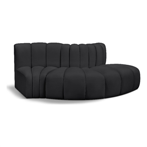 Bowery Hill Contemporary Black Vegan Leather Modular Sectional