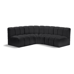 Bowery Hill Contemporary Black Vegan Leather Modular Sectional