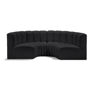 Bowery Hill Contemporary Black Vegan Leather Modular Sectional
