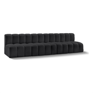 Bowery Hill Contemporary Black Vegan Leather Modular Sectional