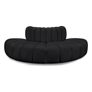 Bowery Hill Contemporary Black Vegan Leather Modular Sectional