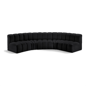Bowery Hill Contemporary Black Vegan Leather Modular Sectional