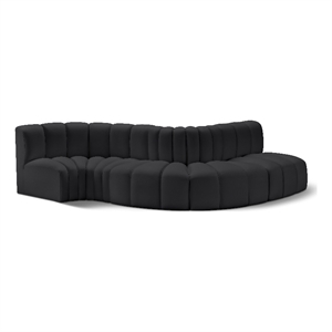 Bowery Hill Contemporary Black Vegan Leather Modular Sectional