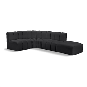 Bowery Hill Contemporary Black Vegan Leather Modular Sectional
