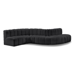 Bowery Hill Contemporary Black Vegan Leather Modular Sectional