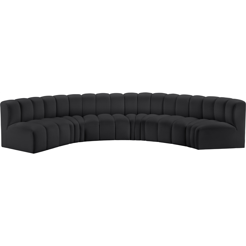 Bowery Hill Contemporary Black Vegan Leather Modular Sectional