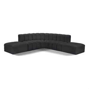 Bowery Hill Contemporary Black Vegan Leather Modular Sectional