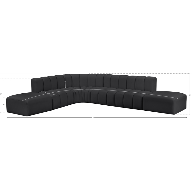 Bowery Hill Contemporary Black Vegan Leather Modular Sectional