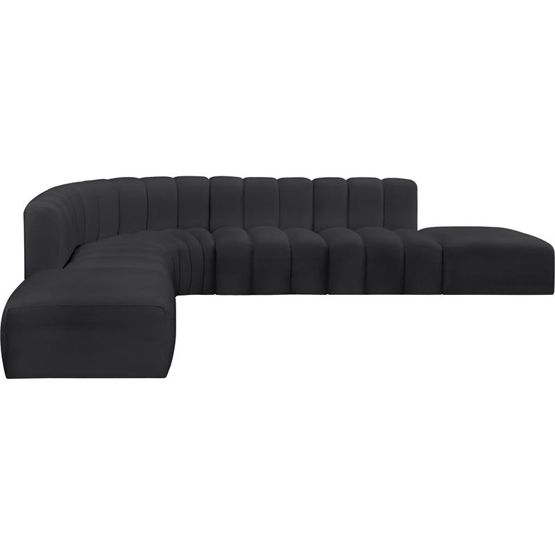 Bowery Hill Contemporary Black Vegan Leather Modular Sectional