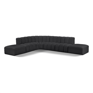 Bowery Hill Contemporary Black Vegan Leather Modular Sectional