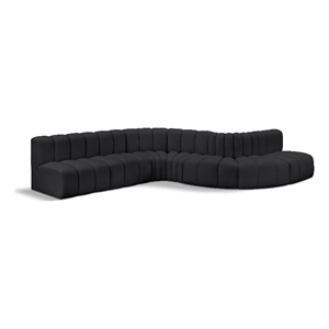 Bowery Hill Contemporary Black Vegan Leather Modular Sectional