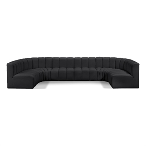 Bowery Hill Contemporary Black Vegan Leather Modular Sectional